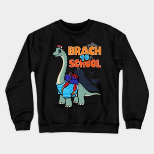 Cute Student Brachiosaurus Dinosaur Cartoon Gift For Dinosaur Lovers Crewneck Sweatshirt